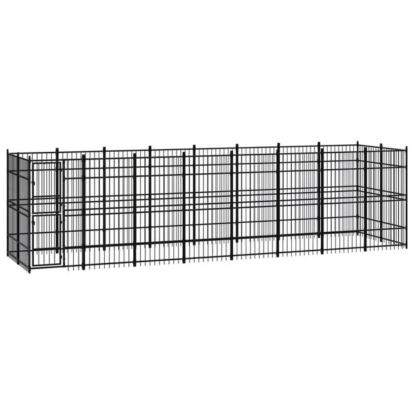 vidaXL Dog Kennel Black Powder-coated Steel Large Durable Dog Kennel