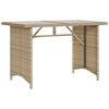 vidaXL Garden Table Beige PE rattan, powder-coated steel, tempered glass