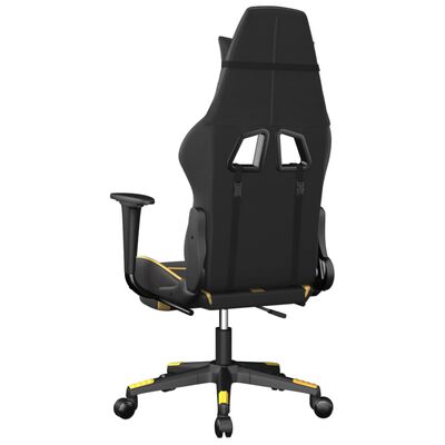 vidaXL Massage Gaming Chair with Footrest Black&Gold Faux Leather