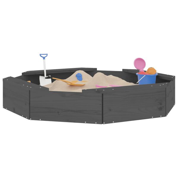 vidaXL Sandbox Grey Solid pine wood 43.7 x 43.7 x 7.9 in Durable