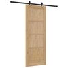 vidaXL Sliding Door Natural and Black 30.71 x 79.53 in Solid Pine Wood