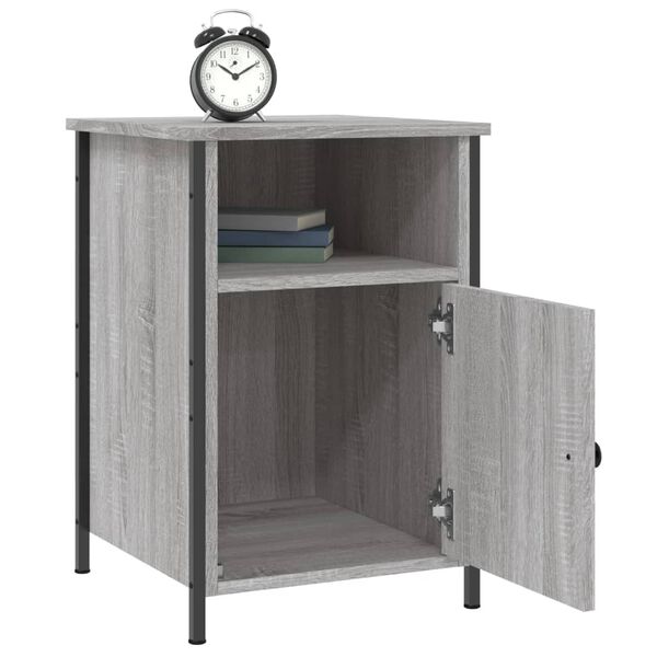 vidaXL Bedside Cabinet Grey Sonoma Engineered wood, Iron Standard