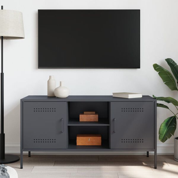 vidaXL TV Cabinet Anthracite Steel Small Industrial TV Cabinet