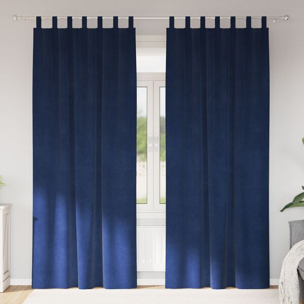 vidaXL Curtains with Curtains 2 pcs Dark blue 55.12 x 88.58 in Velvet