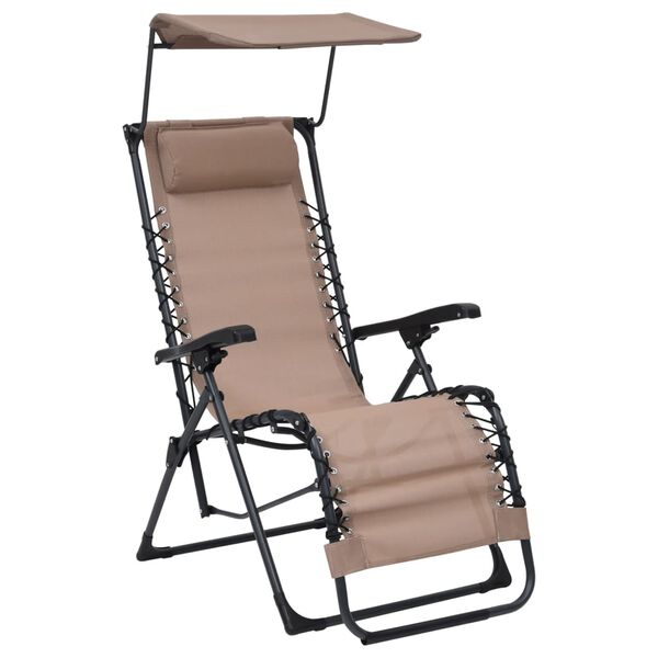 vidaXL Folding Deck Chair Textilene Taupe