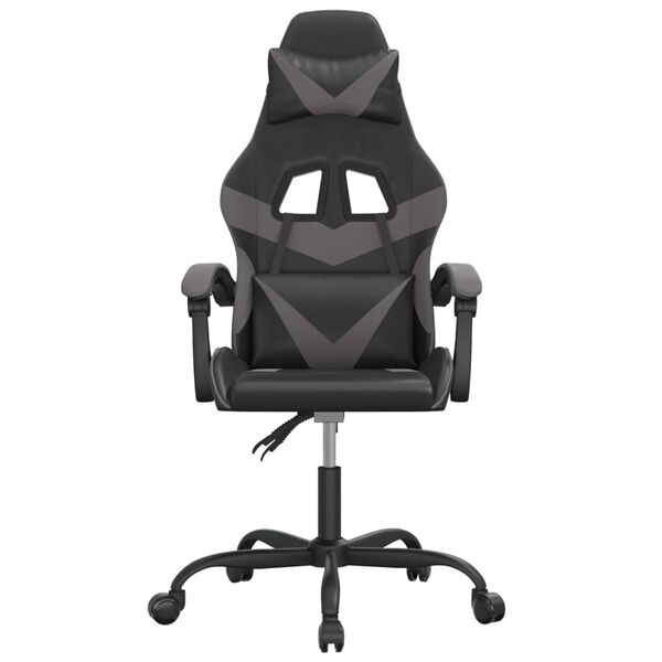 vidaXL Gaming Chair Black and Grey Faux Leather