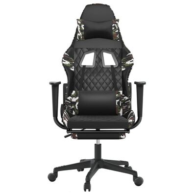 vidaXL Massage Gaming Chair with Footrest Black&Camouflage Faux Leather