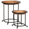vidaXL Side Table Set Brown and Black Solid acacia wood, iron Large