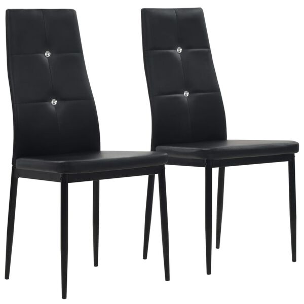 vidaXL Dining Chair Set of 2 Black Faux leather, steel, wood Standard