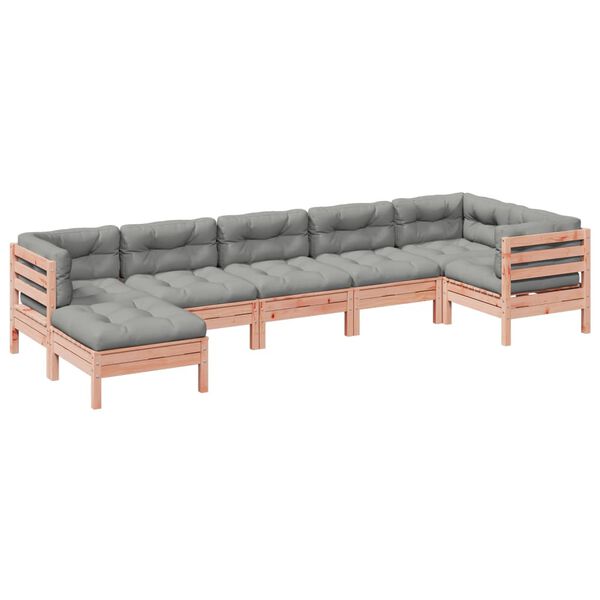 vidaXL Garden Sofa Set Reddish-brown frame with gray cushions