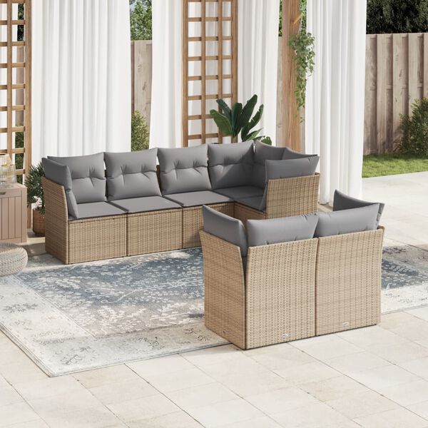 vidaXL Garden Sofa Set Beige, Light Grey