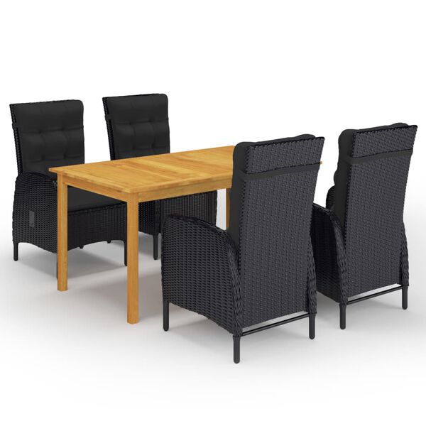 vidaXL Dining Set Black Solid Acacia wood Large Ergonomic