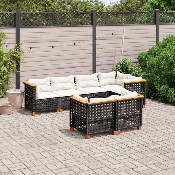 vidaXL Garden Sofa Set Black PE rattan Large Detachable