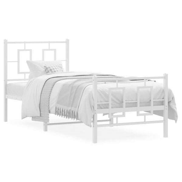 vidaXL Bed Frame White Powder-Coated Steel Small Single Bed Frame