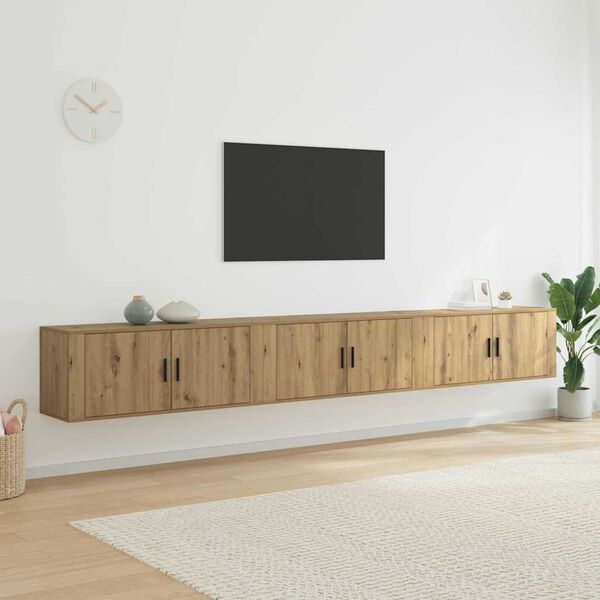 vidaXL Wall-mounted TV Cabinet Set Wall-mounted 3 pcs Artisan Oak