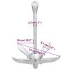 vidaXL Folding Anchor Silver 17.6 lb Hot Dip Galvanized Cast Iron