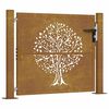 vidaXL Garden Gate 39.4x39.4" Corten Steel Tree Design