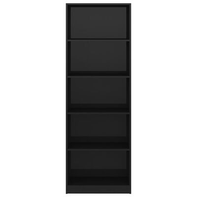 vidaXL 5-Tier Book Cabinet High Gloss Black 23.6"x9.4"x68.9" Chipboard