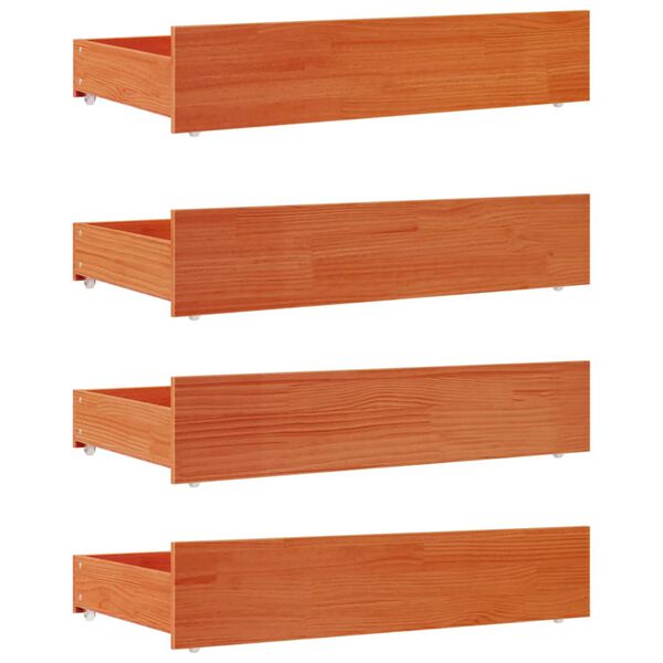 vidaXL Bed Drawer Wax Brown Solid pine wood Bed Drawer Rectangular