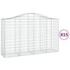vidaXL Gabion Basket Set of 15 Silver Galvanized Iron