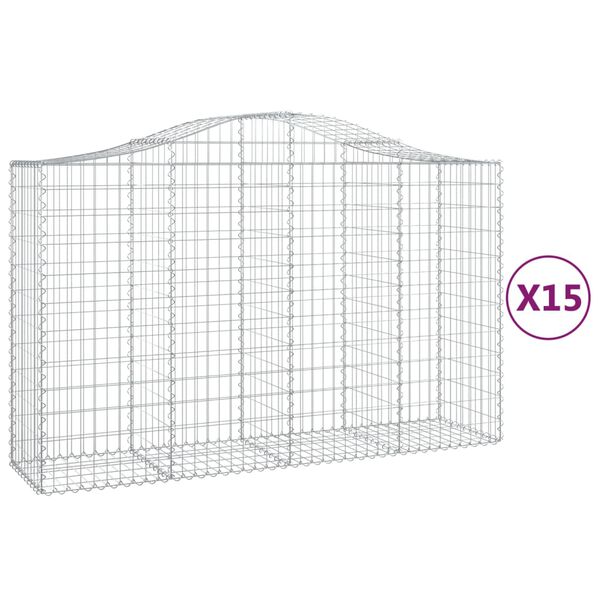 vidaXL Gabion Basket Set of 15 Silver Galvanized Iron