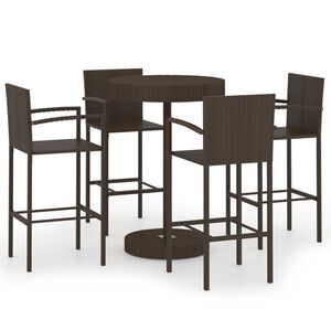 vidaXL Garden Bar Set Brown PE rattan Medium Seats Many Garden Bar Set