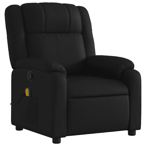vidaXL Massage Recliner Chair Black Faux leather, metal, plywood Medium