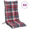 vidaXL Highback Chair Cushion Set of 4 Red Check Pattern
