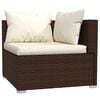 vidaXL Garden Lounge Set Brown PE rattan, powder-coated steel, fabric