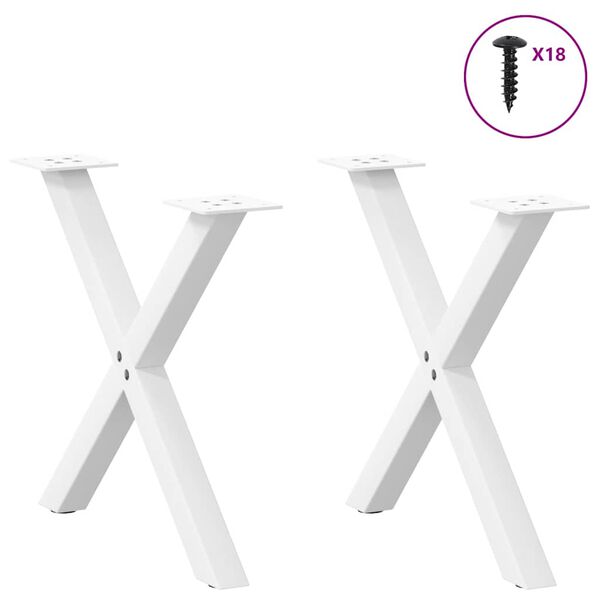 vidaXL Coffee Table Leg Set of 2 White Powder-coated steel Standard
