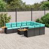 vidaXL 11 Piece Patio Sofa Set with Cushions Black Poly Rattan (US only)
