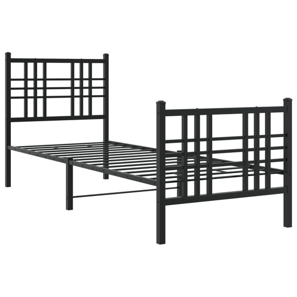 vidaXL Bed Frame Black Steel Twin Bed Frame Rectangular Traditional