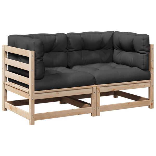 vidaXL Patio Sofa Set Anthracite Solid Pine Wood 2 Piece Set Modular