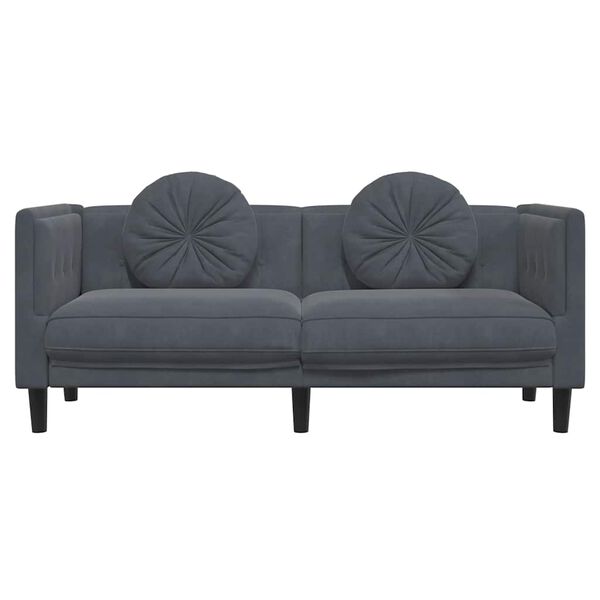 vidaXL Sofa Dark Grey Velvet (100% polyester), plywood, solid wood
