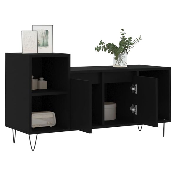 vidaXL TV Cabinet Black Engineered wood, metal Medium TV Cabinet