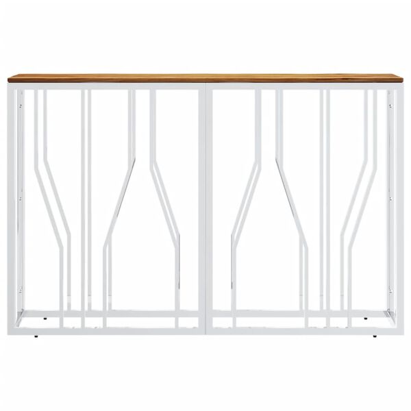 vidaXL Console Table Silver Stainless Steel and Solid Wood Acacia