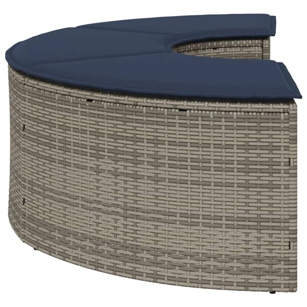vidaXL Patio Footstool Gray Poly Rattan Medium Removable Covers