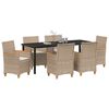vidaXL Garden Dining Set 7 pcs Beige poly rattan