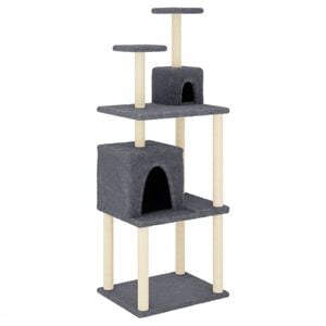vidaXL Cat Tree Dark grey Engineered wood 65.7 in Cat Tree Rectangular