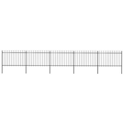 vidaXL Garden Fence with Spear Top Steel 334.6"x47.2" Black