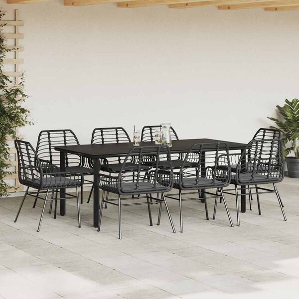 vidaXL Garden Dining Set Black, Dark Grey