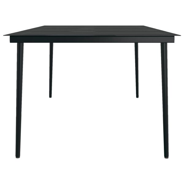vidaXL Garden Dining Table Black Powder-coated steel, glass