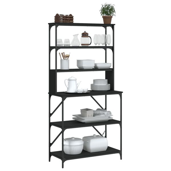 vidaXL Baker's Rack 6-Tier Black 35.4x15.7x70.9" Engineered Wood