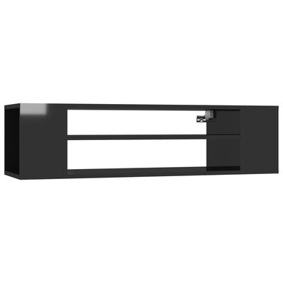 vidaXL Hanging TV Cabinet High Gloss Black 39.4"x11.8"x10.4" Engineered Wood