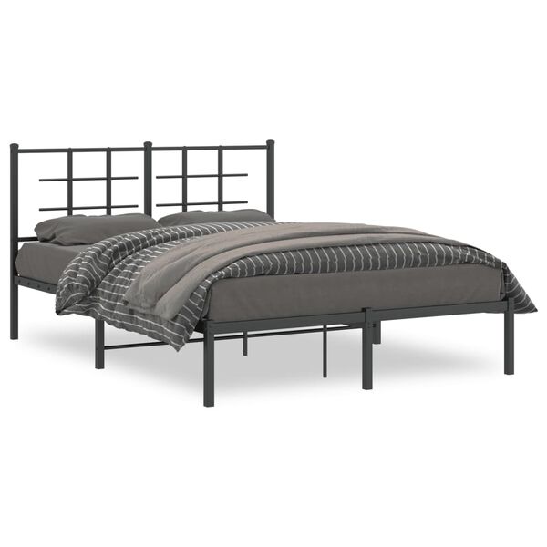 vidaXL Bed Frame Black Powder-Coated Steel Full Bed Frame Rectangular