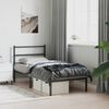 vidaXL Bed Frame Black Powder-Coated Steel Twin Modern Bed Frame