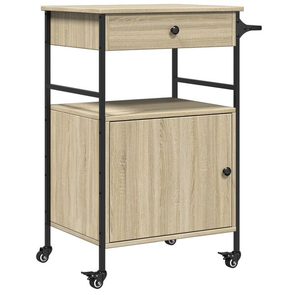 vidaXL Kitchen Trolley Sonoma Oak 22"x16.9"x35.2" Engineered Wood