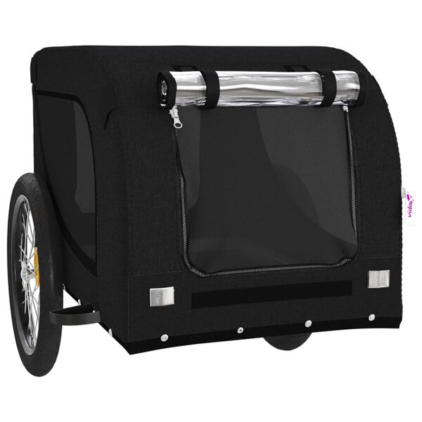 vidaXL Pet Bike Trailer Black Oxford fabric, Iron, PVC Small Collapsible