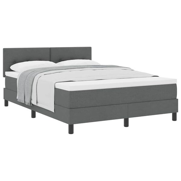 vidaXL Box Spring Bed Dark Grey and White 59.84 x 79.92 in Fabric