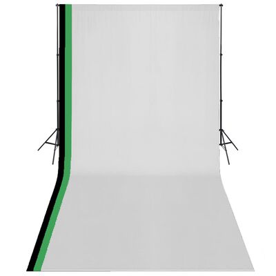 vidaXL Photo Studio Kit 3 Cotton Backdrops Adjustable Frame 10x20 ft